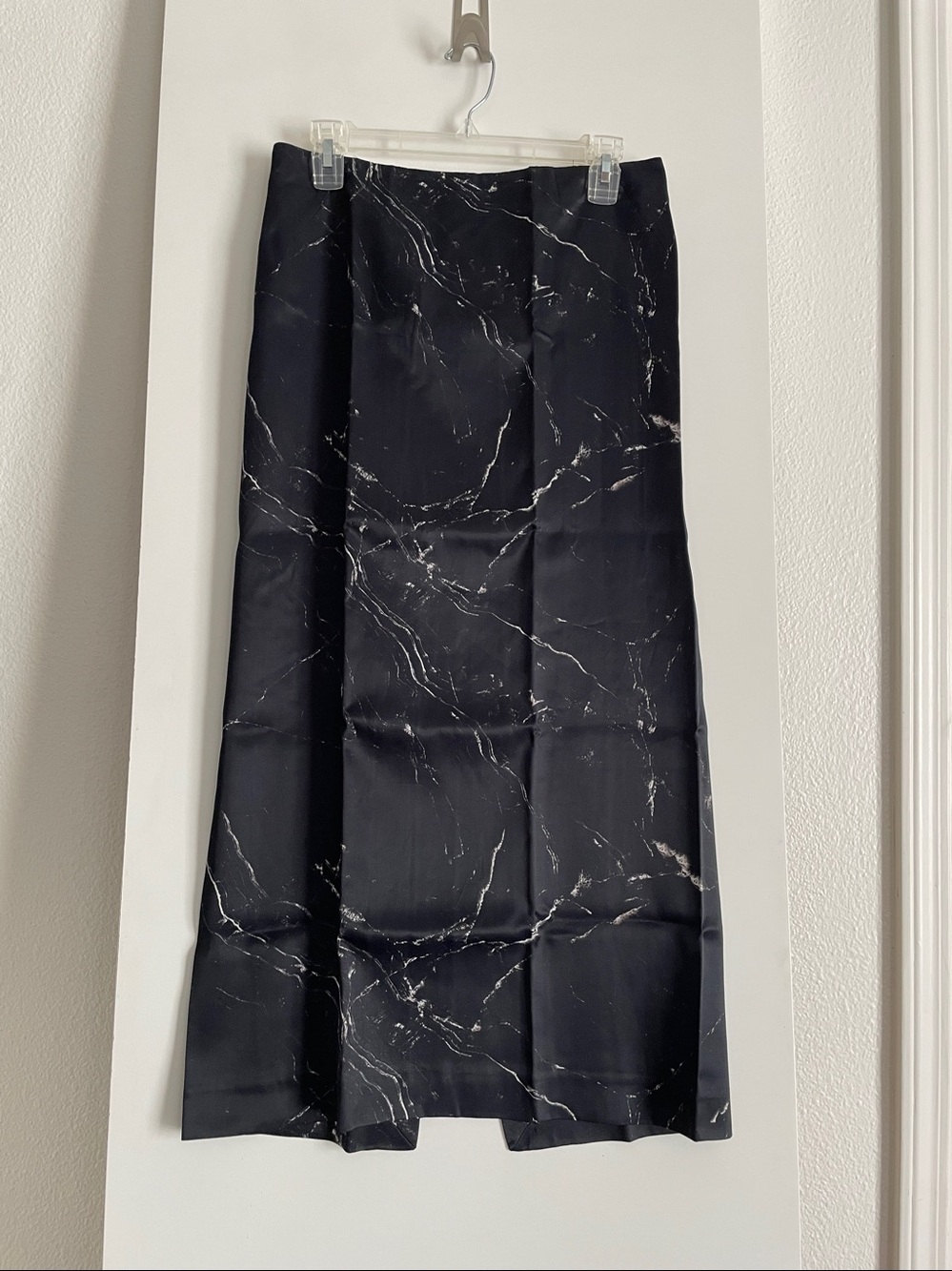 ZARA: Satin Slip Skirt Back Slit Black Ivory High Waist